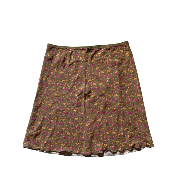 Free People Floral Mini Skirt Green Olive A-Line Bohemian Women’s 6 - Picture 5 of 10